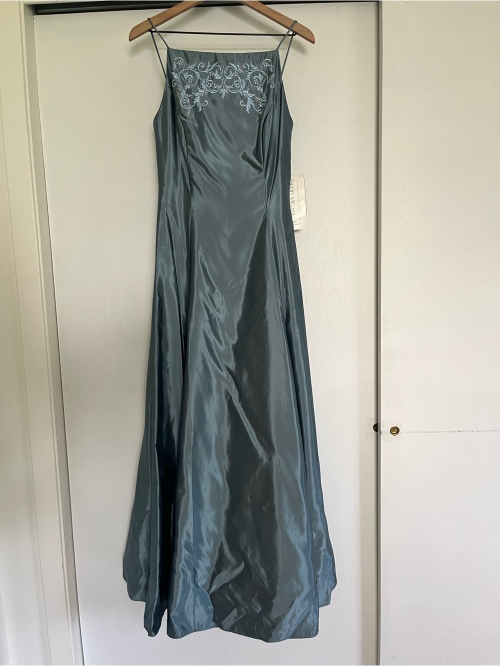 VTG Scott McClintock NWT Evening Gown with Embroidered Bodice - Steel Blue